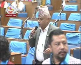 रास्वपा सांसदको निलो रिबनप्रति कांग्रेस सचेतक घिमिरेको आपत्ति, सभामुखलाई भने उहाँहरुलाई बाहिर पठाइदिनु
